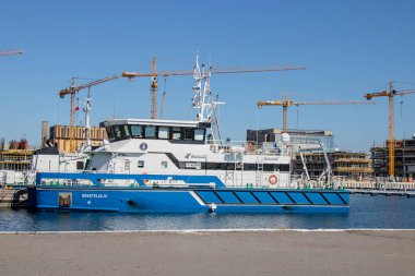 21 Nisan 2019 Gdynia Limanı Polonya. Yat manzaralı Gdynia limanı..