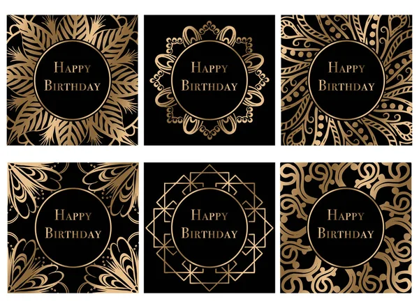 Χρόνια Πολλά Πρότυπο Ευχετήρια Κάρτα Γενεθλίων Χρυσό Μαντάλα Στυλ Art — Διανυσματικό Αρχείο