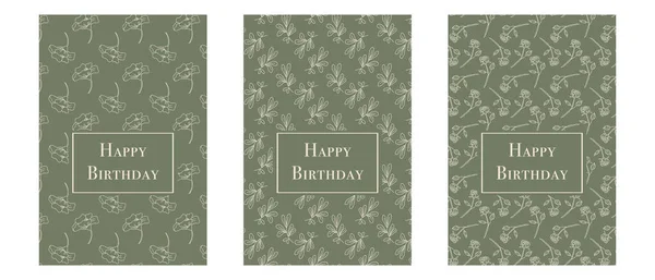 Χαρούμενα Γενέθλια Πρότυπο Ευχετήριας Κάρτας Βοτανικός Τύπος — Διανυσματικό Αρχείο