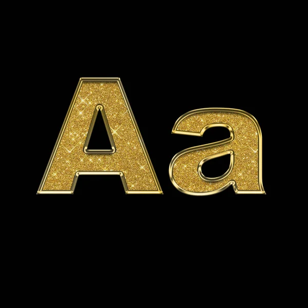 Duże Małe Litery Alfabetu Złota Litera Czarnym Tle Symbol Twojego — Zdjęcie stockowe