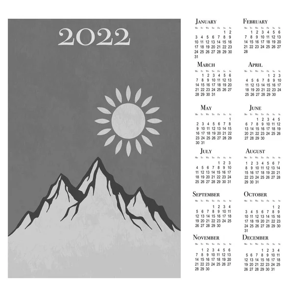 2022 Bergslandskapskalender Väggkalender Vecka Börjar Måndag — Stockfoto