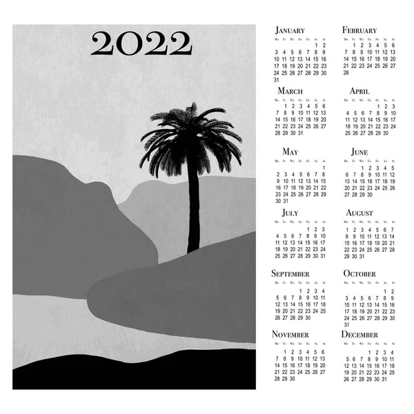 Berglandschaftskalender 2022 Wandkalender Zum Ausdrucken Woche Beginnt Montag — Stockfoto