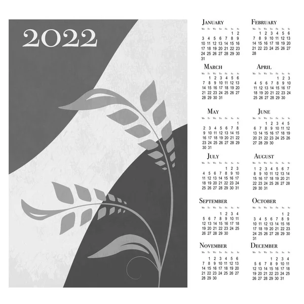 Botanischer Kalender Für 2022 Wandkalender Zum Ausdrucken Woche Beginnt Montag — Stockfoto