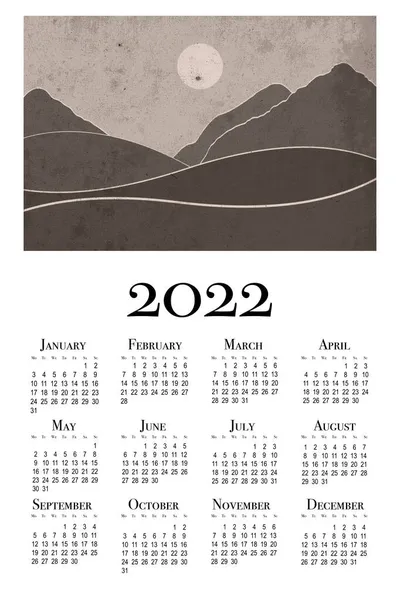 Calendário Botânico Para 2022 Paisagem Montesa Calendário Parede Imprimível Semana — Fotografia de Stock