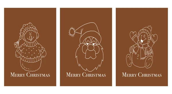 Set Weihnachtskarten Mit Grußworten Minimalistisches Muster Für Den Druck — Stockvektor