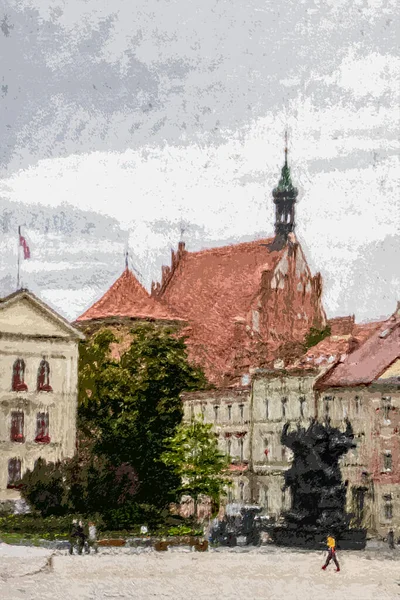 Bydgoszcz Polónia Pintura Óleo Projeto Para Cartão Postal Ímã Geladeira — Fotografia de Stock