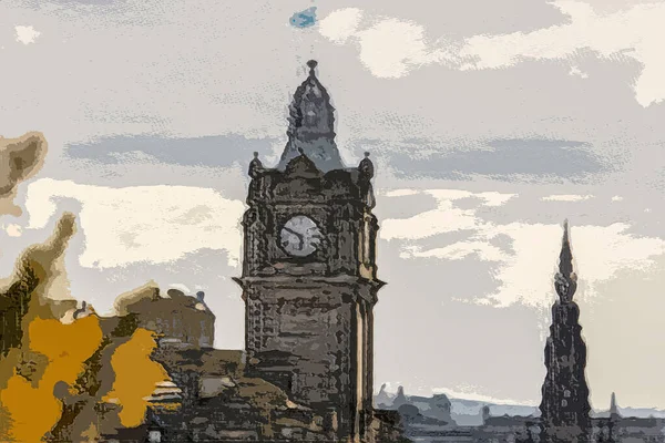 Calton Hill Edynburg Anglia Obraz Olejny Architektura Miasta Projekt Pocztówkę — Zdjęcie stockowe