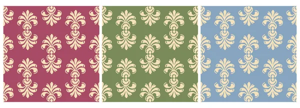 Set Von Dekorativen Nahtlosen Muster Hintergrund Für Papier Stoffe Tapeten — Stockvektor