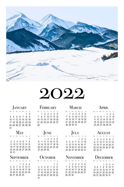 Calendario Botanico 2022 Calendario Parete Stampabile Settimana Inizia Lunedì Bellissimo — Foto Stock