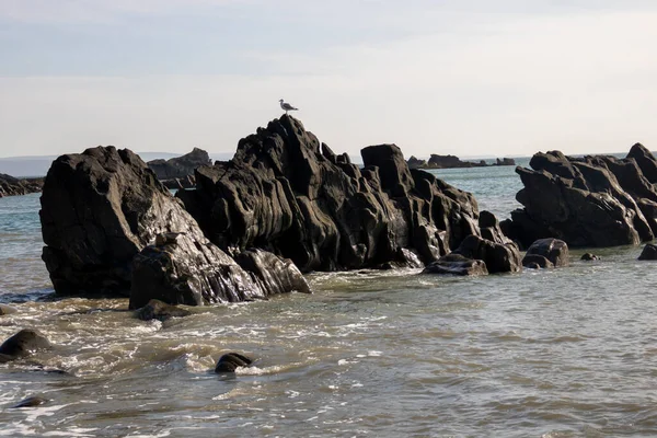 Баде Корнуолл Англія Ландшафт Над Атлантичним Океаном Вид Скелі Воді — стокове фото