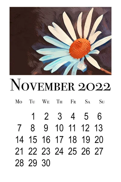 2022年11月のカレンダーカード — ストック写真