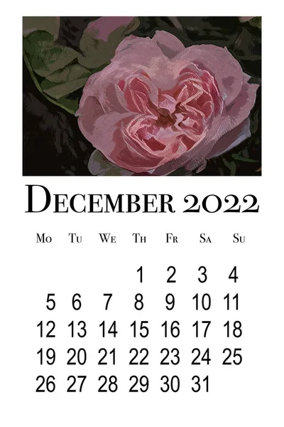 2022年12月のカレンダーカード — ストック写真