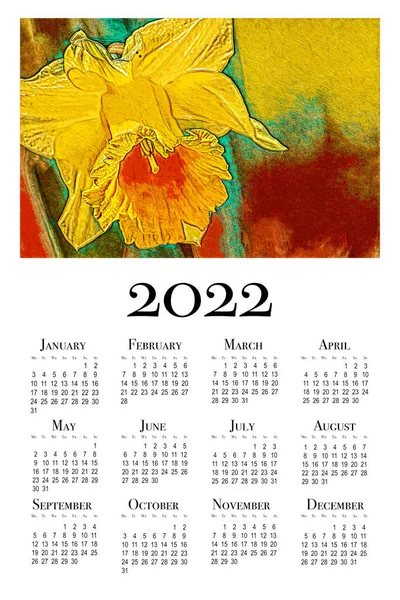 Calendario Botánico Para 2022 Calendario Pared Vertical Para 2022 Semana —  Fotos de Stock