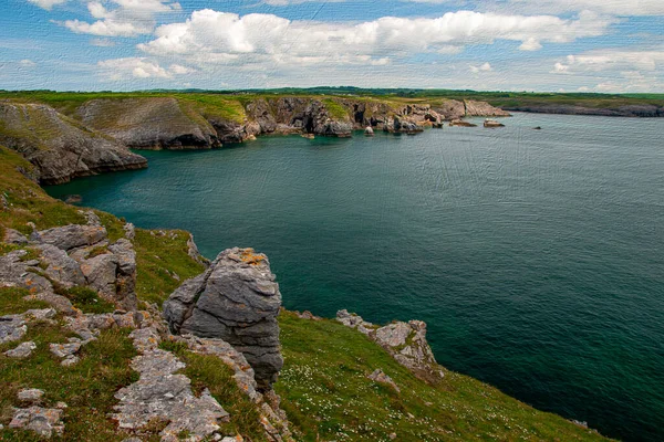 Tenby Wales Großbritannien Landschaft Meer Horizontales Bild Für Den Druck — Stockfoto