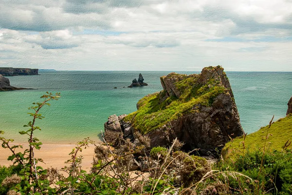 Tenby Wales Krajina Oceánu Vodorovný Obrázek Pro Tisk Plátno Cestovní — Stock fotografie