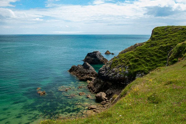 Tenby Walia Wielka Brytania Krajobraz Nad Oceanem Poziomy Obraz Drukowania — Zdjęcie stockowe