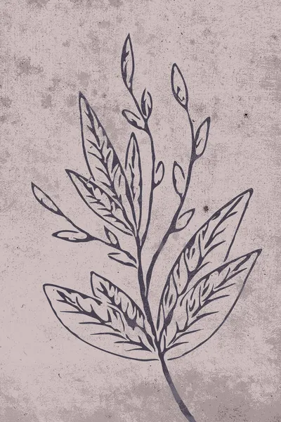 Γραμμική Τέχνη Φύλλων Αφηρημένο Σχήμα Αφηρημένη Floral Σχέδιο Για Εκτύπωση — Φωτογραφία Αρχείου