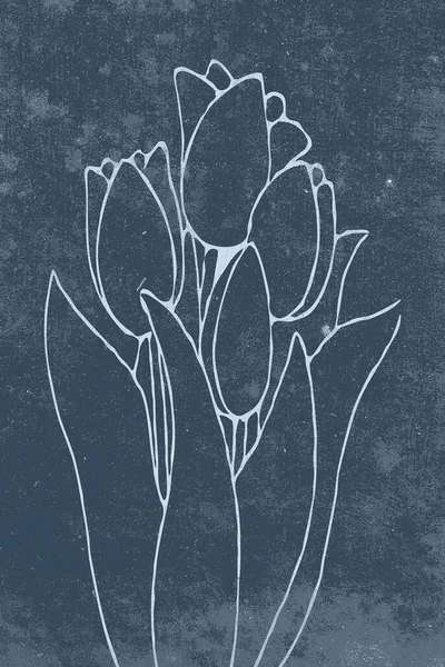 Ботаническое Настенное Искусство Линейное Искусство Растений Рисунок Абстрактной Формы Абстрактный — стоковое фото