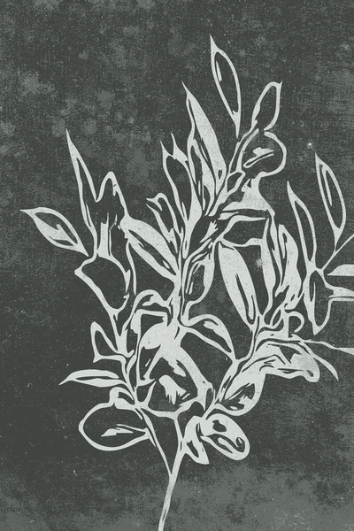 Ботанічне Настінне Мистецтво Лінійне Мистецтво Рослин Малюнок Абстрактною Формою Анотація — стокове фото