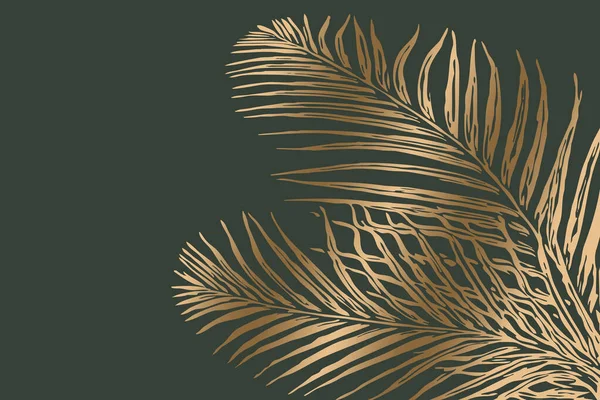 Lujoso Fondo Botánico Con Elementos Dorados Dibujo Línea Con Forma — Foto de Stock