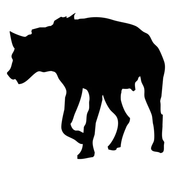 Állati Vektor Illusztráció Fekete Sziluett Egy Hiéna Fehér Alapon — Stock Vector