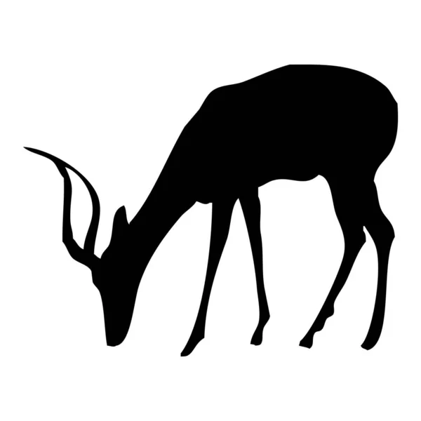 Vektoranimation Schwarze Silhouette Eines Hirsches Auf Weißem Hintergrund — Stockvektor