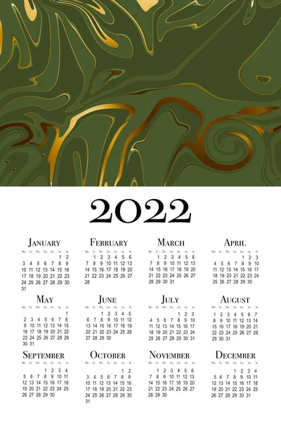 Calendário Abstracto Para 2022 Calendário Parede Vertical Imprimível Semana Começa — Fotografia de Stock