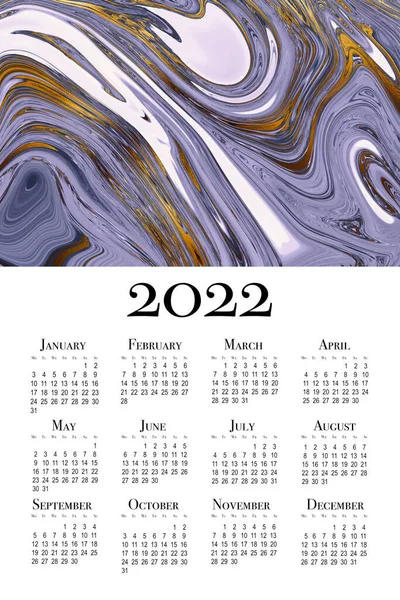 Abstrakter Kalender Für 2022 Druckbarer Senkrechter Wandkalender Die Woche Beginnt — Stockfoto