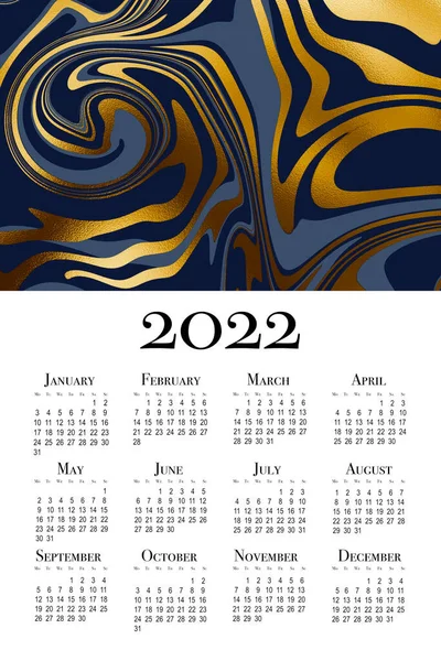 Αφηρημένο Ημερολόγιο Για 2022 Εκτυπώσιμη Κάθετη Ημερολόγιο Τοίχου Εβδομάδα Ξεκινά — Φωτογραφία Αρχείου