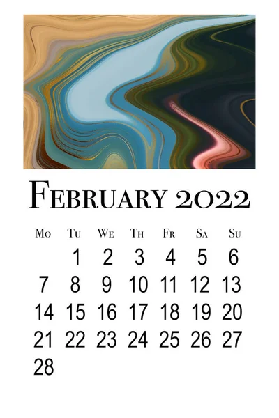 Kalendářní Karta Měsíc Únor 2022 — Stock fotografie