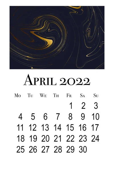 Tarjeta Calendario Para Mes Abril 2022 — Foto de Stock