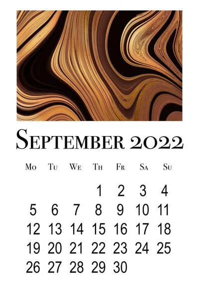 Kalendářní Karta Měsíc Září 2022 — Stock fotografie