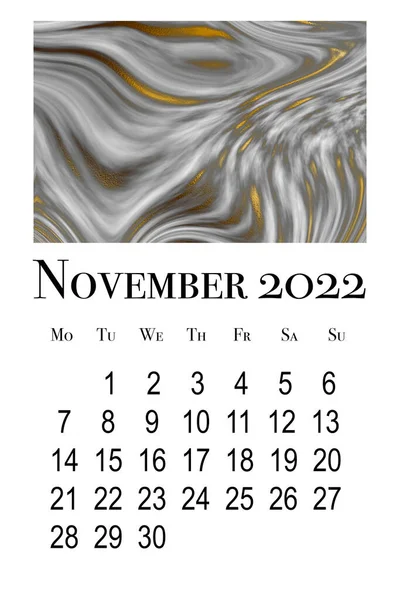 Scheda Calendario Mese Novembre 2022 — Foto Stock