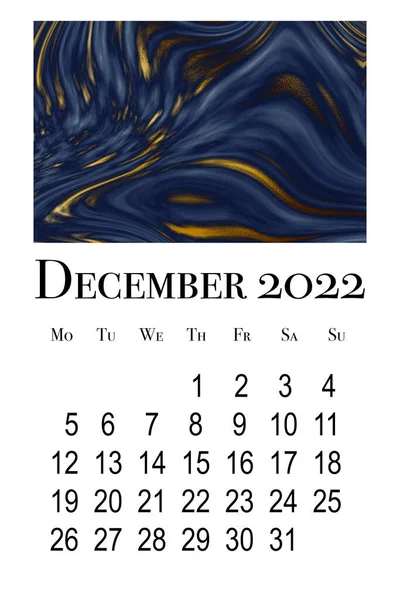 Kalendářní Karta Měsíc Prosinec 2022 — Stock fotografie
