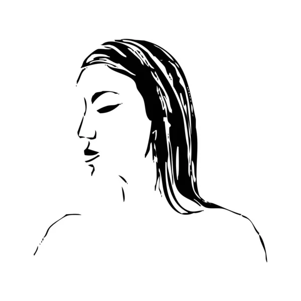 Ilustración Vectorial Arte Línea Retrato Una Hermosa Mujer Sobre Fondo — Archivo Imágenes Vectoriales