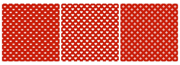 Набор Бесшовных Шаблонов Дизайн Бумаги Обложки Использования Графике Красный Цвет — стоковый вектор
