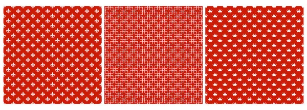 Набор Бесшовных Шаблонов Дизайн Бумаги Обложки Использования Графике Красный Цвет — стоковый вектор