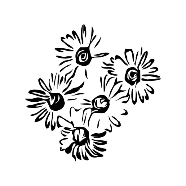 Botanisk Vektorgrafik Skissritning Mönster För Din Design Linjekonst Blomma Vit — Stock vektor