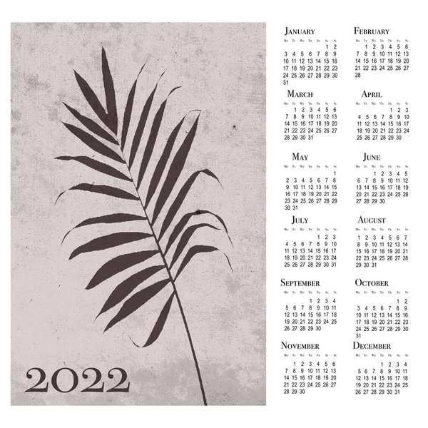 Kalendář Rok2022 Tisknutelný Stěnový Kalendář Týden Začíná Pondělí — Stock fotografie