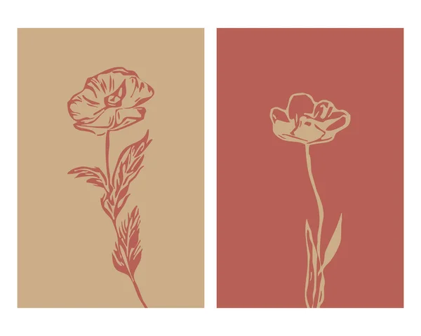 Набор Ботанических Плакатов Плакат Современного Искусства Абстрактный Рисунок Печати Обложки — стоковый вектор