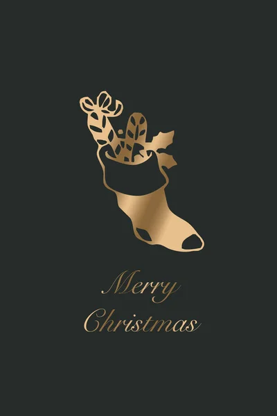 Design Cartão Saudação Natal Padrão Minimalista Para Impressão Letras Douradas — Fotografia de Stock