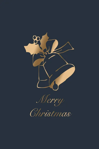 Різдвяні Вітальні Листівки Дизайн Мінімалістичний Малюнок Друку Золоті Літери — стокове фото