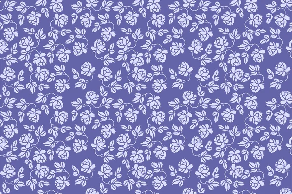 非常にペリ 今年のファッショナブルな色 流行の紫の色で植物シームレスパターン2022 — ストックベクタ