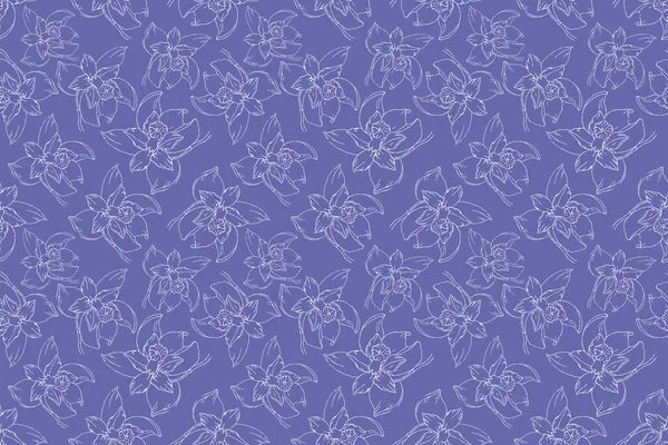 Дуже Період Модний Колір Року Ботанічний Безшовний Візерунок Модному Фіолетовому — стоковий вектор