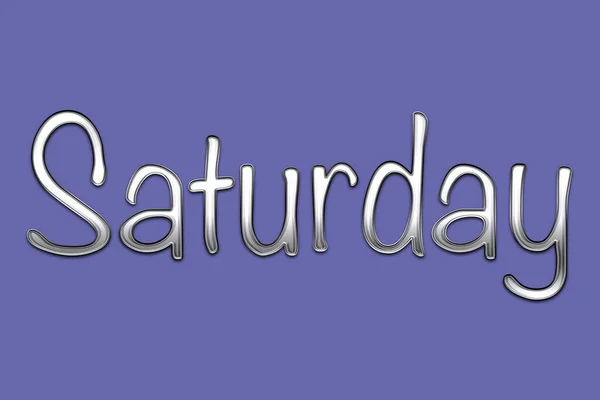 Icon Trendy Purple Background Year 2022 Silver Lettering Saturday Day — Stockfoto