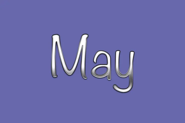 Икона Модном Фиолетовом Фоне 2022 Года Серебряная Буква Мэй Месяц — стоковое фото
