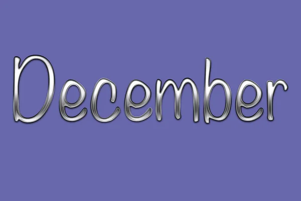2022年の流行の紫の背景に3Dアイコン 銀文字12月 その年の月 — ストック写真