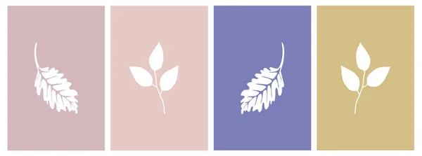 一组4幅2022年时尚色彩的植物学插图 — 图库矢量图片
