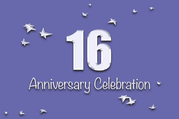 Invitation Card Design Anniversary Silver Letters Trendy Purple Background Year — Stock Photo, Image