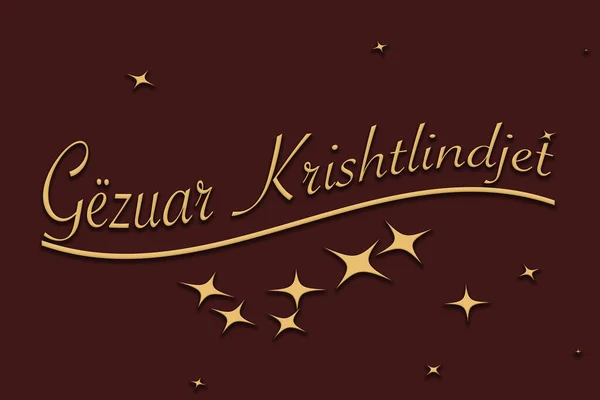 Gold Inscription Merry Christmas Albanian — Stockfoto